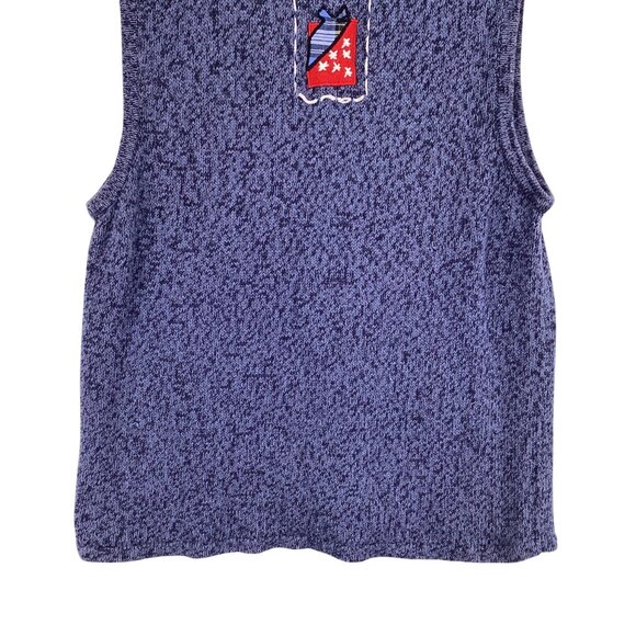 Bobbie Brooks Christmas Holiday Sweater Vest Size Large Snowman & Sleigh - Picture 9 of 10